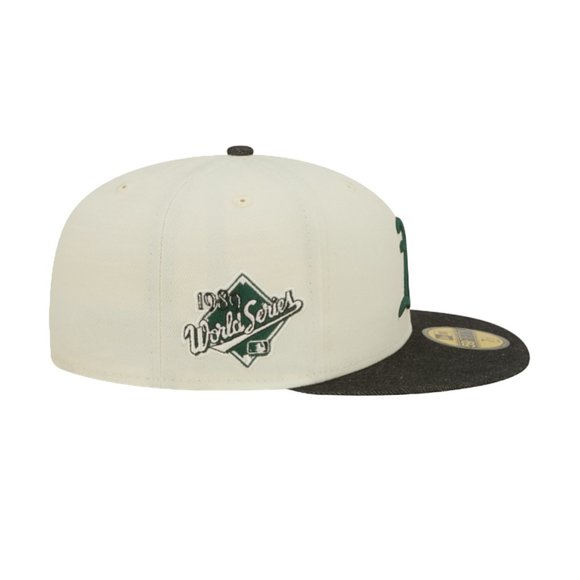 New Era Oakland Athletics Black Denim 59FIFTY Fitted Hat Chrome White - Picture 4 of 7